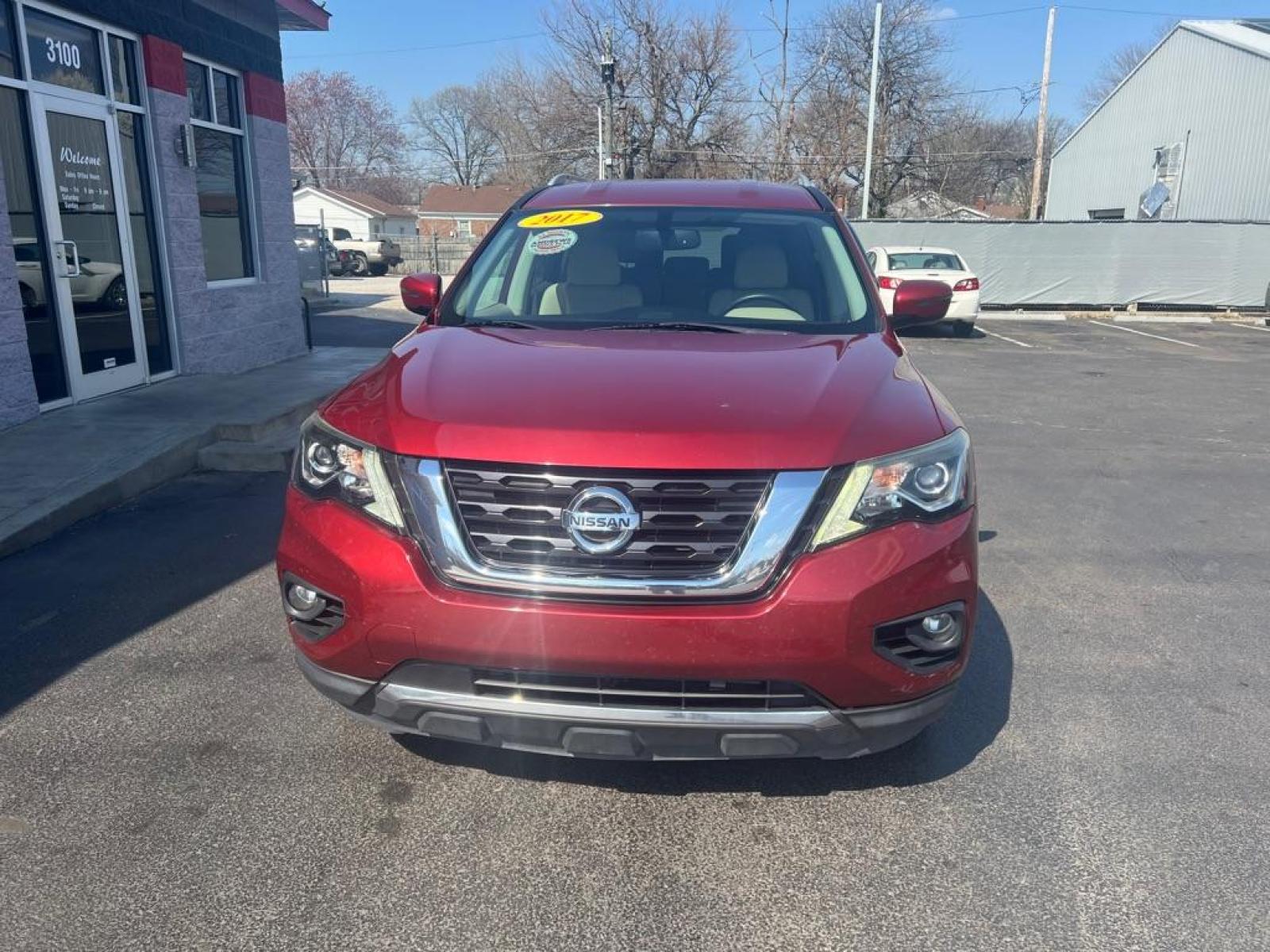 2017 RED NISSAN PATHFINDER S (5N1DR2MN0HC) with an 3.5L engine, Continuously Variable transmission, located at 3100 Covert Avenue, Evansville, IN, 47714, (812) 473-4492, 37.955418, -87.512238 - Photo #1