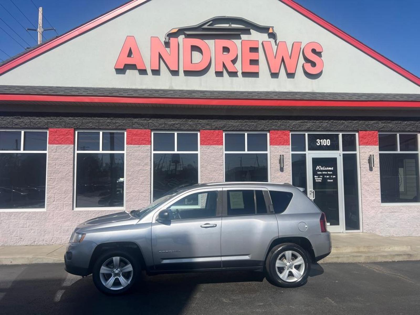 2016 SILVER JEEP COMPASS SPORT (1C4NJDBB7GD) with an 2.4L engine, Continuously Variable transmission, located at 3100 Covert Avenue, Evansville, IN, 47714, (812) 473-4492, 37.955418, -87.512238 - Photo #0
