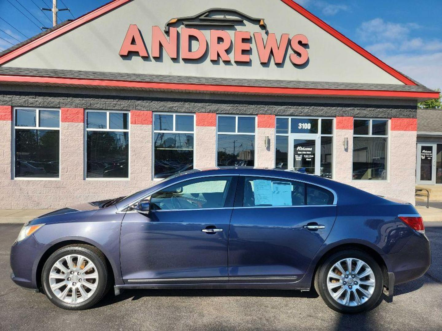 2013 BLUE BUICK LACROSSE (1G4GC5E39DF) with an 3.6L engine, Automatic transmission, located at 3100 Covert Avenue, Evansville, IN, 47714, (812) 473-4492, 37.955418, -87.512238 - Photo#0