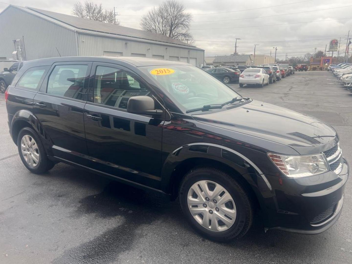 2015 BLACK DODGE JOURNEY SE (3C4PDCAB0FT) with an 2.4L engine, Automatic transmission, located at 3100 Covert Avenue, Evansville, IN, 47714, (812) 473-4492, 37.955418, -87.512238 - Photo#2