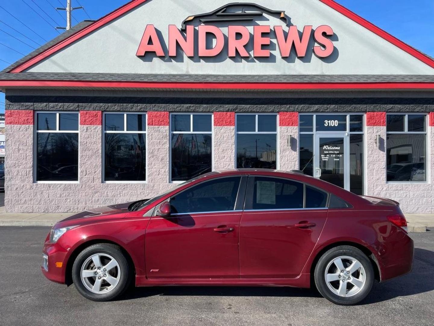 2016 RED CHEVROLET CRUZE LIMITED LT (1G1PE5SB9G7) with an 1.4L engine, Automatic transmission, located at 3100 Covert Avenue, Evansville, IN, 47714, (812) 473-4492, 37.955418, -87.512238 - Photo#0